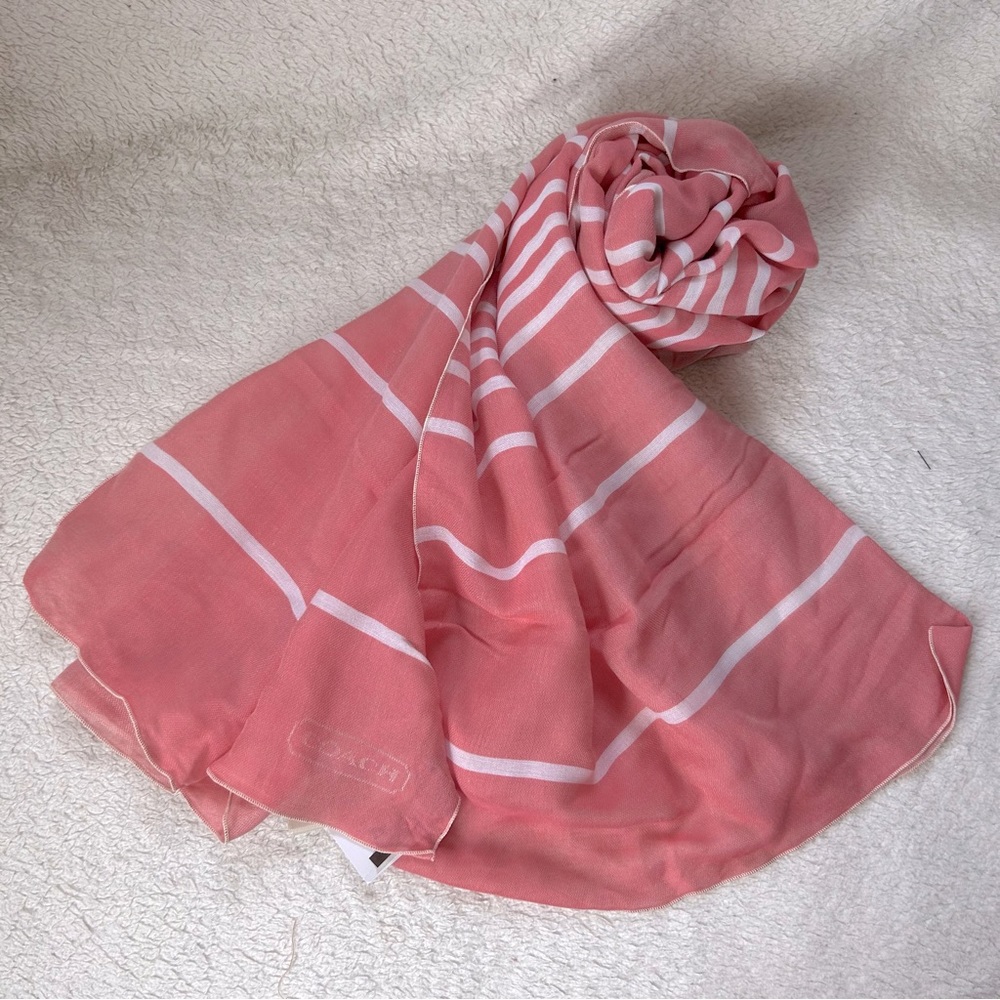 NWT Coach Cashmere Soft Cotton Modal Shawl Scarf Pink